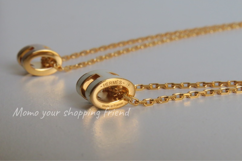 愛馬仕mini pop H 項鍊 白金色 全新全配-4