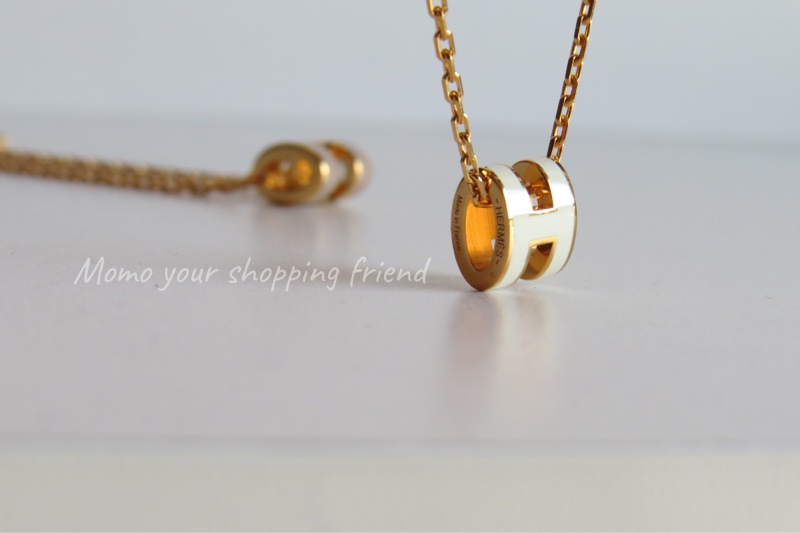 愛馬仕mini pop H 項鍊 白金色 全新全配-5