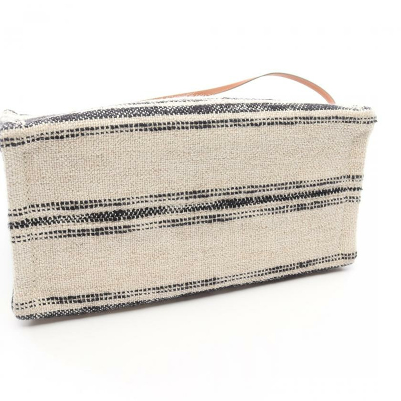 【日本直送】 CELINE Small Cabas Thais 手提包 織物 米白色 黑色 兩用款-6