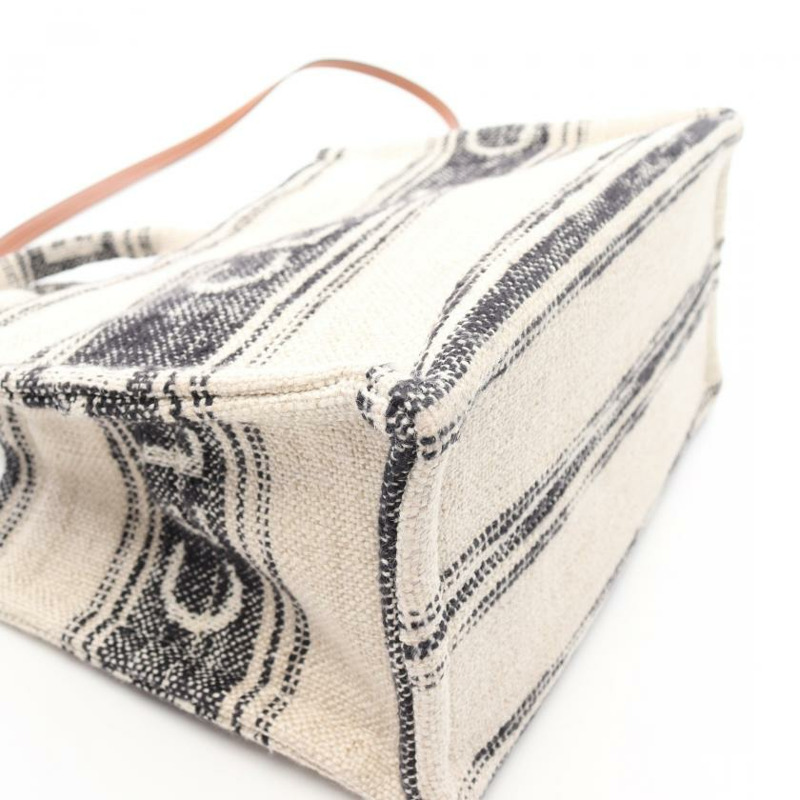 【日本直送】 CELINE Small Cabas Thais 手提包 織物 米白色 黑色 兩用款-7