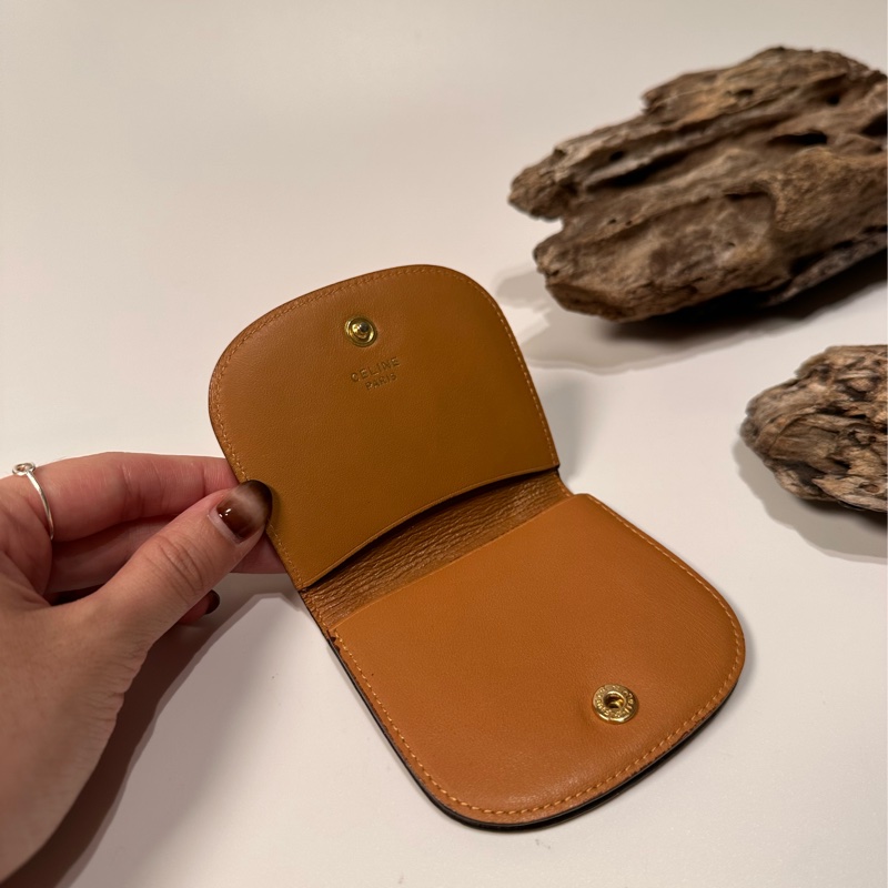 Celine vintage 日本二手 中古復古古董 經典老花 凱旋門 logo 半月零錢包-1