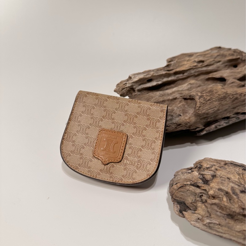 Celine vintage 日本二手 中古復古古董 經典老花 凱旋門 logo 半月零錢包-4