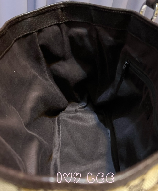 GUCCI 復古單肩托特包 GG 帆布皮革 113017 棕色 手提包 二手精品-5