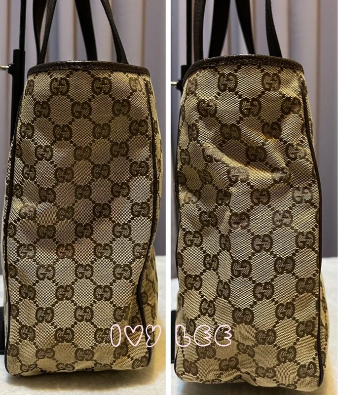 GUCCI 復古單肩托特包 GG 帆布皮革 113017 棕色 手提包 二手精品-8