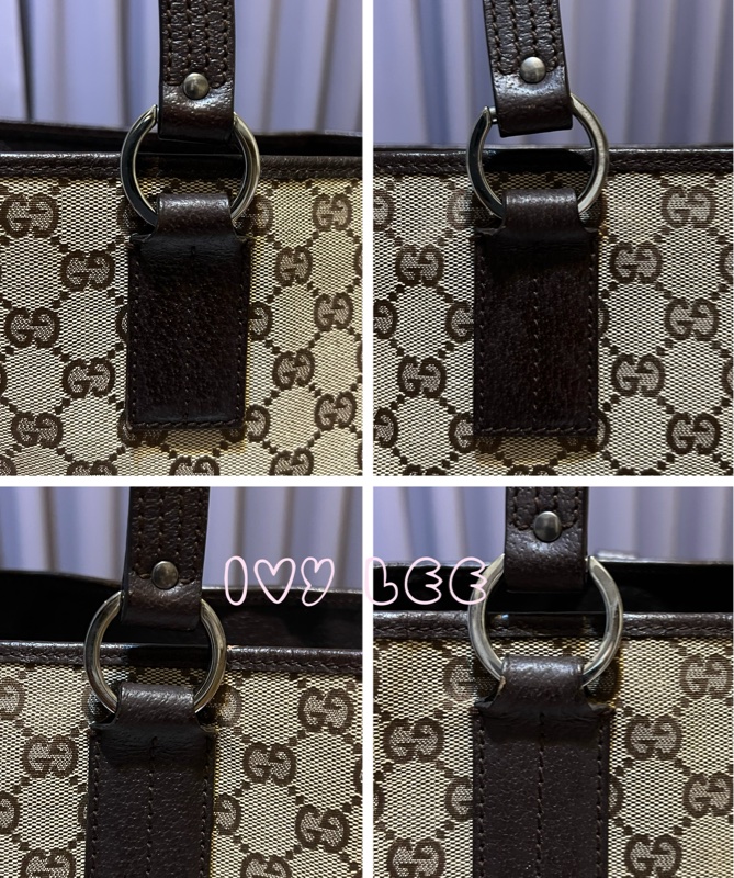 GUCCI 復古單肩托特包 GG 帆布皮革 113017 棕色 手提包 二手精品-9