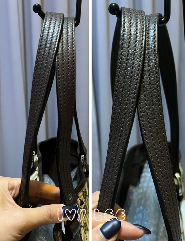 GUCCI 復古單肩托特包 GG 帆布皮革 113017 棕色 手提包 二手精品-10