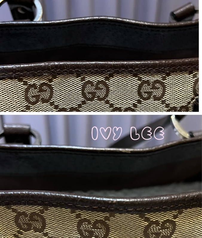 GUCCI 復古單肩托特包 GG 帆布皮革 113017 棕色 手提包 二手精品-14