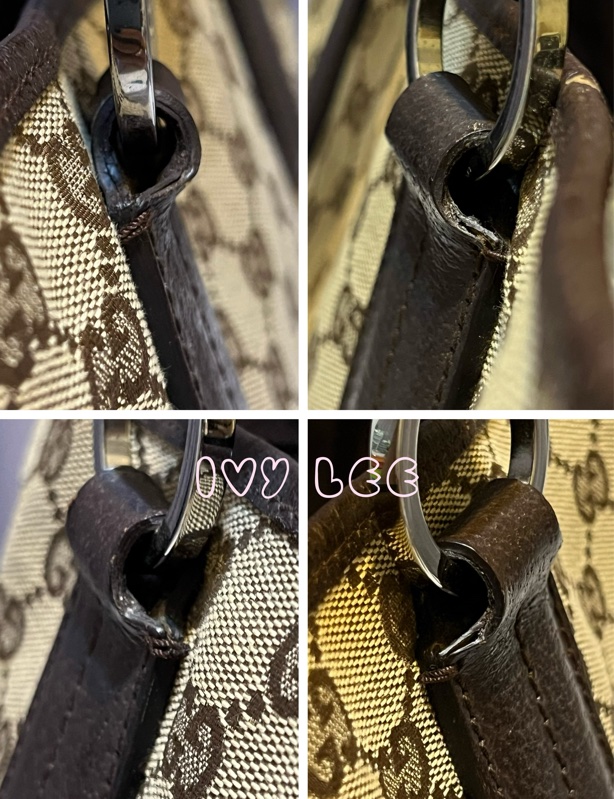 GUCCI 復古單肩托特包 GG 帆布皮革 113017 棕色 手提包 二手精品-18