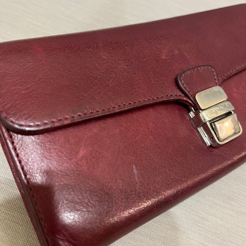 Agnes b 酒紅長夾-6