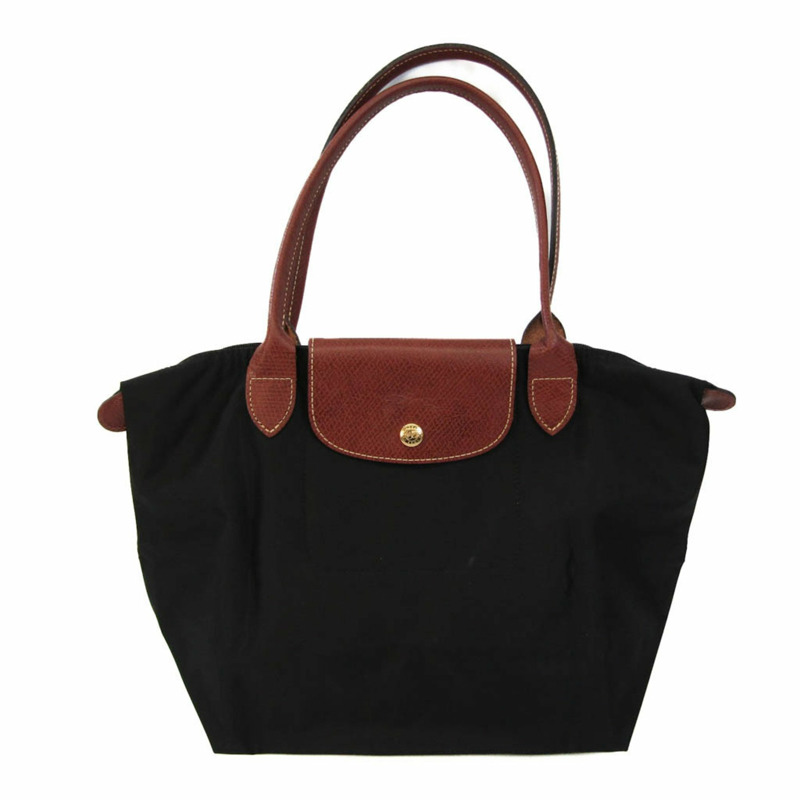 【日本直送】Longchamp Le Pliage 2605089 女式尼龍、皮革手提包 黑色、棕色-0