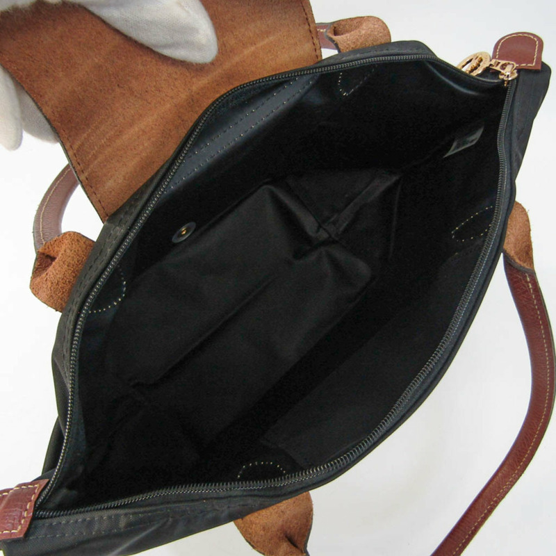 【日本直送】Longchamp Le Pliage 2605089 女式尼龍、皮革手提包 黑色、棕色-2
