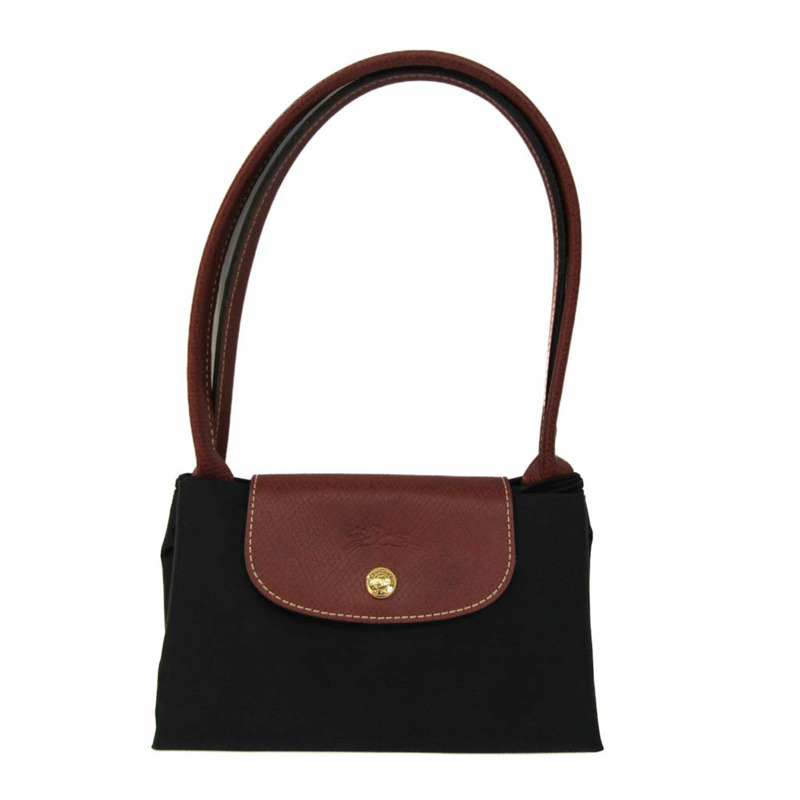 【日本直送】Longchamp Le Pliage 2605089 女式尼龍、皮革手提包 黑色、棕色-10
