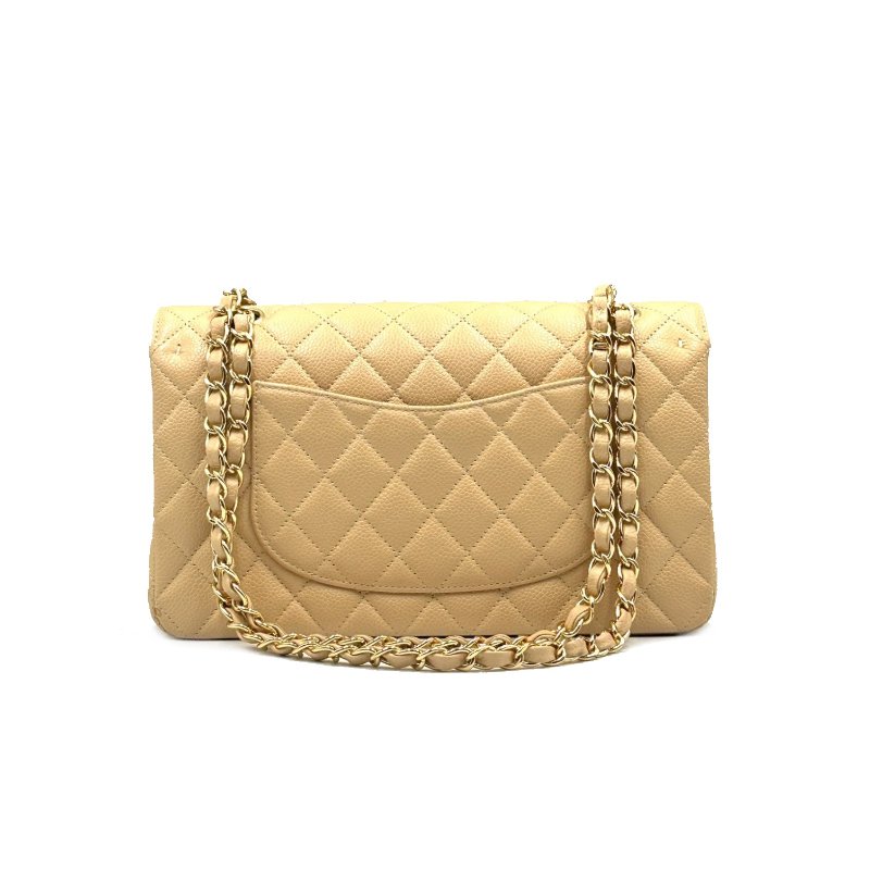 CHANEL 經典口蓋包 CF25 - 奶茶金-1