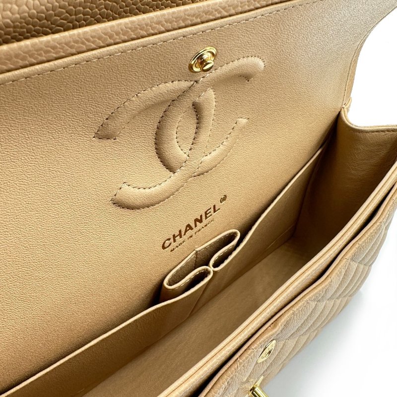 CHANEL 經典口蓋包 CF25 - 奶茶金-3