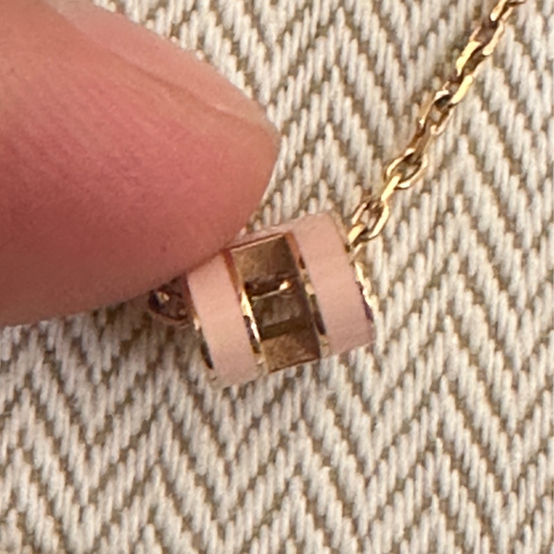 HERMES 粉H玫瑰金MINI POP項鍊-4