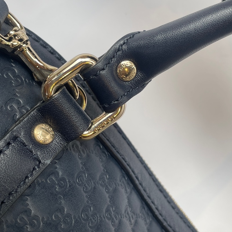 GUCCI深藍牛皮壓紋兩用貝殼包-3