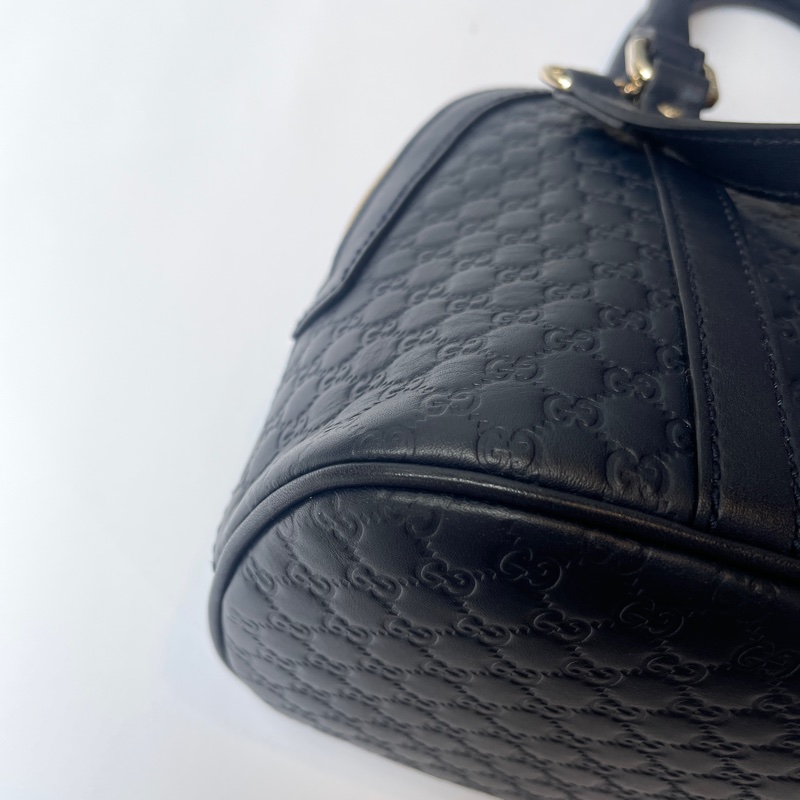 GUCCI深藍牛皮壓紋兩用貝殼包-9