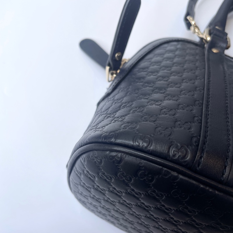 GUCCI深藍牛皮壓紋兩用貝殼包-11