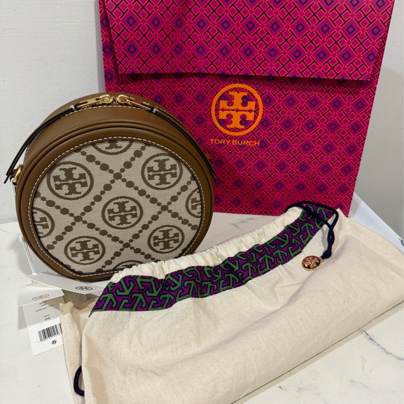 Tory Burch 老花 滿月包 圓餅包 手機可入-0