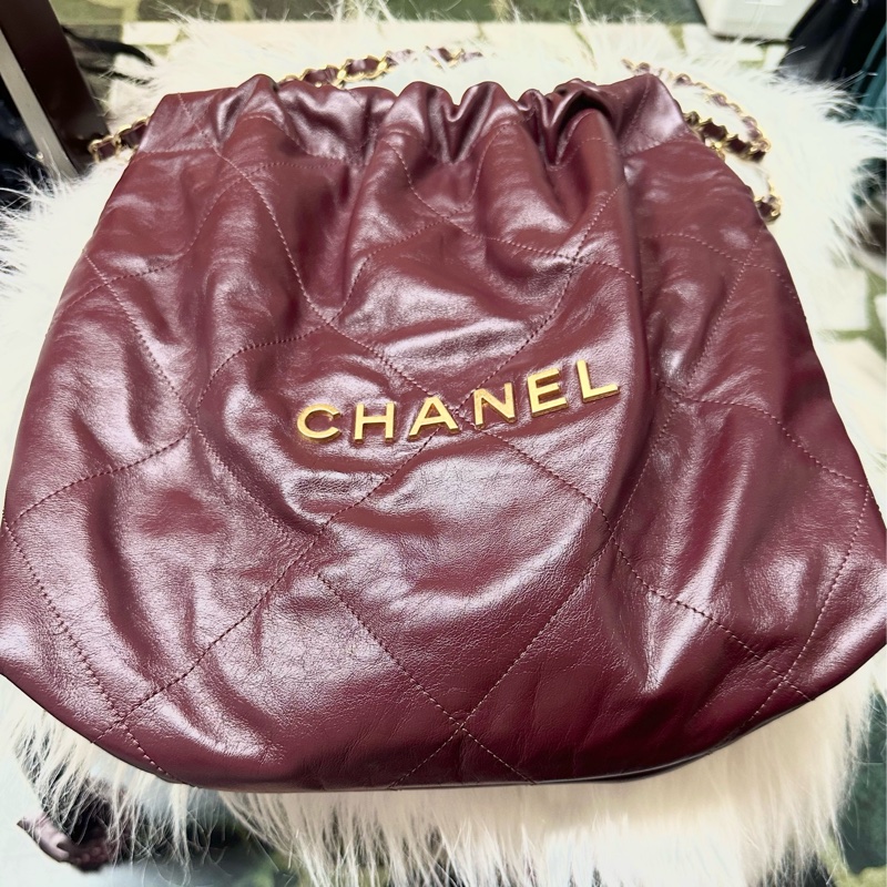 CHANEL 🇫🇷 22 small bag (酒紅)-2