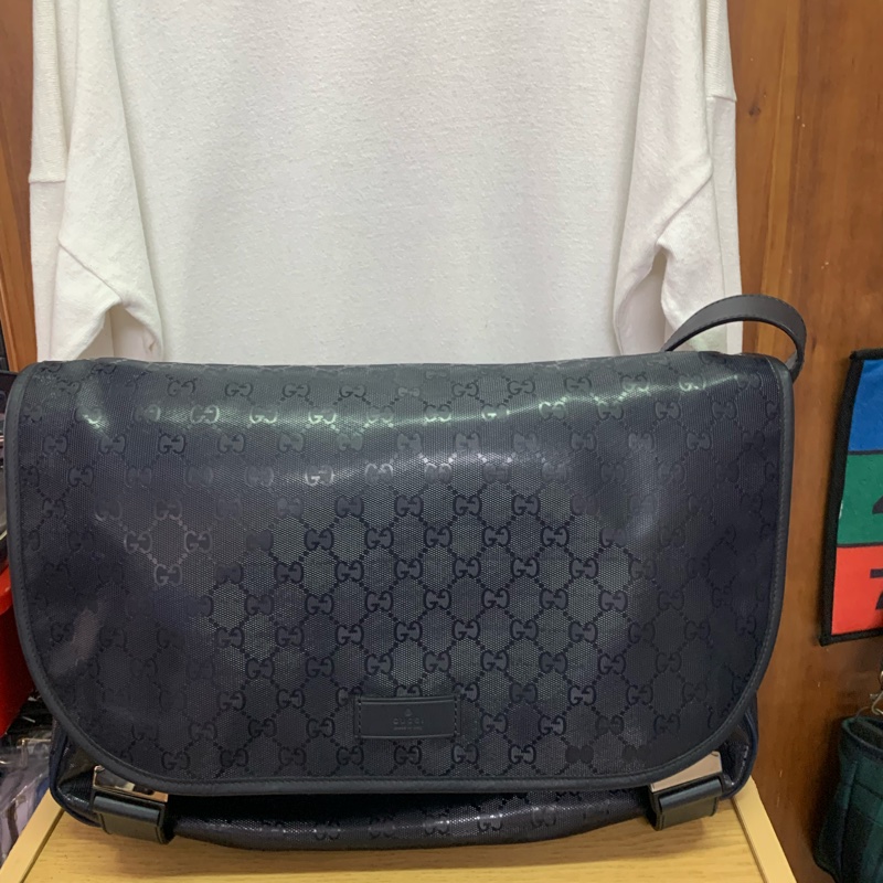 Gucci 斜背包 pvc系列 郵差包 深藍色 防潑水-5