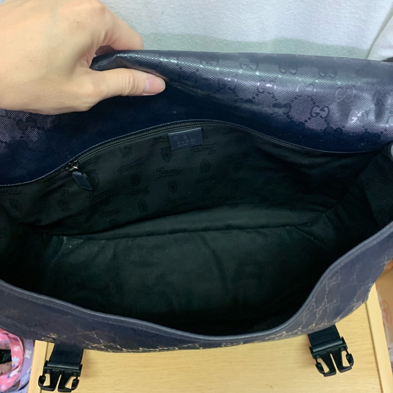 Gucci 斜背包 pvc系列 郵差包 深藍色 防潑水-10