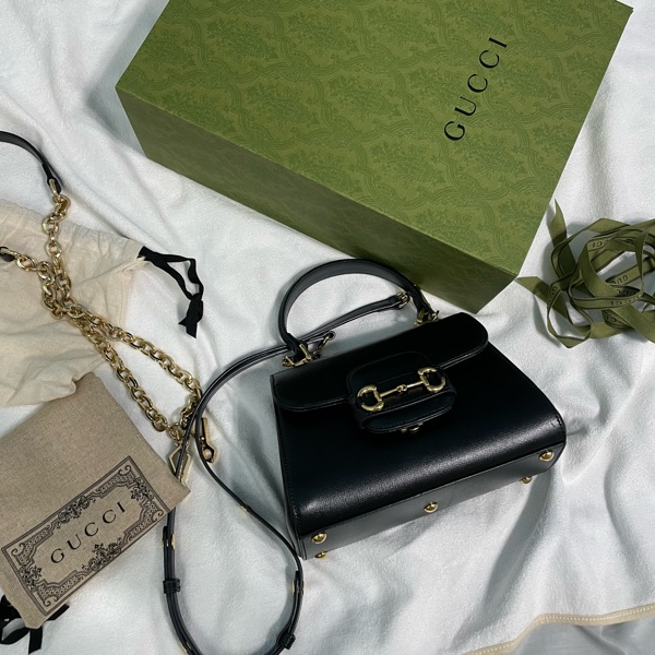 Gucci horsebit1955黑色 手提/肩背/斜背包 馬銜包 梯形包-2