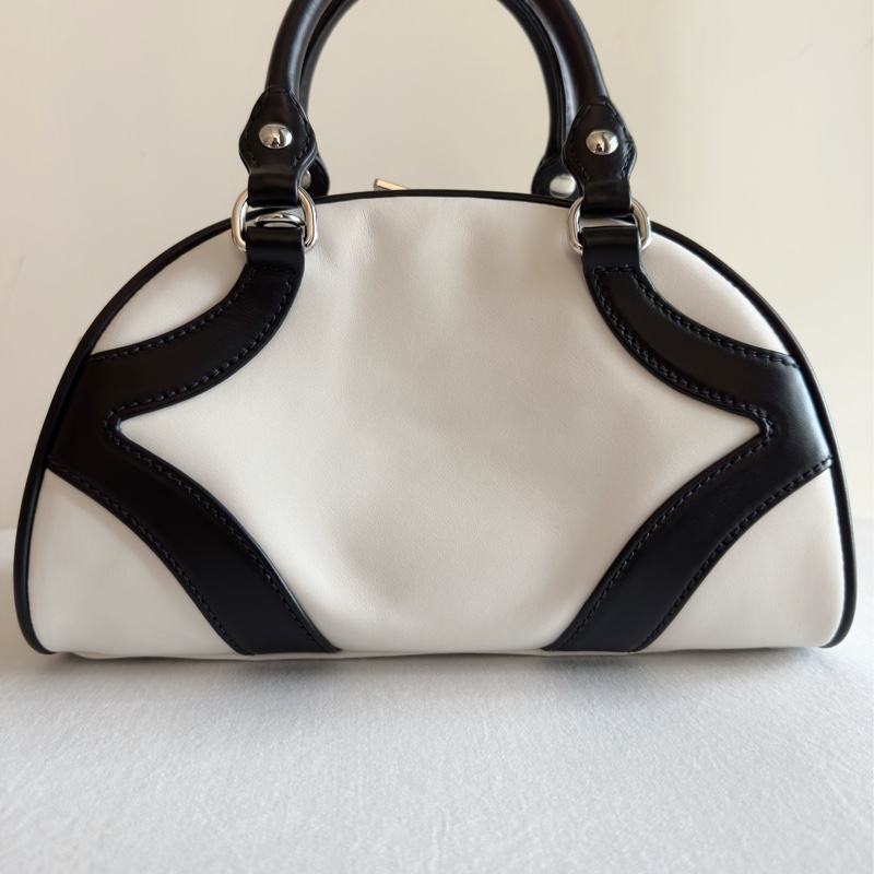 便宜賣PRADA 牛皮保齡球包 手提包 可手提附肩背帶可肩背-3