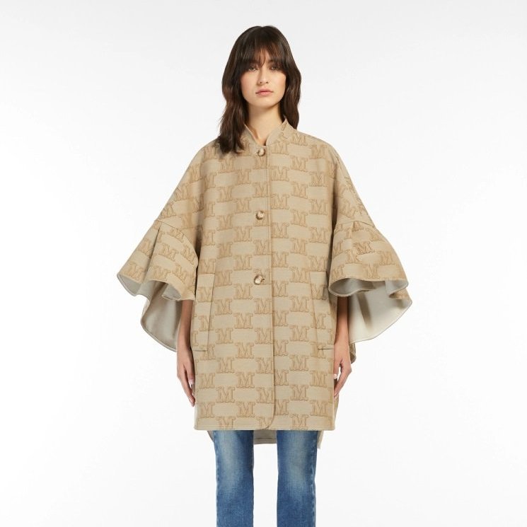 Max Mara 女款 Egemone 棉質M 字母緹花斗篷外套 S.M ( 品牌只出兩個尺寸,這個尺寸適合台灣S-L)-1