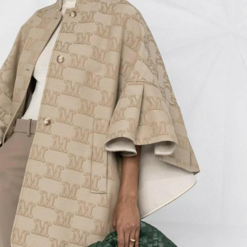 Max Mara 女款 Egemone 棉質M 字母緹花斗篷外套 S.M ( 品牌只出兩個尺寸,這個尺寸適合台灣S-L)-3