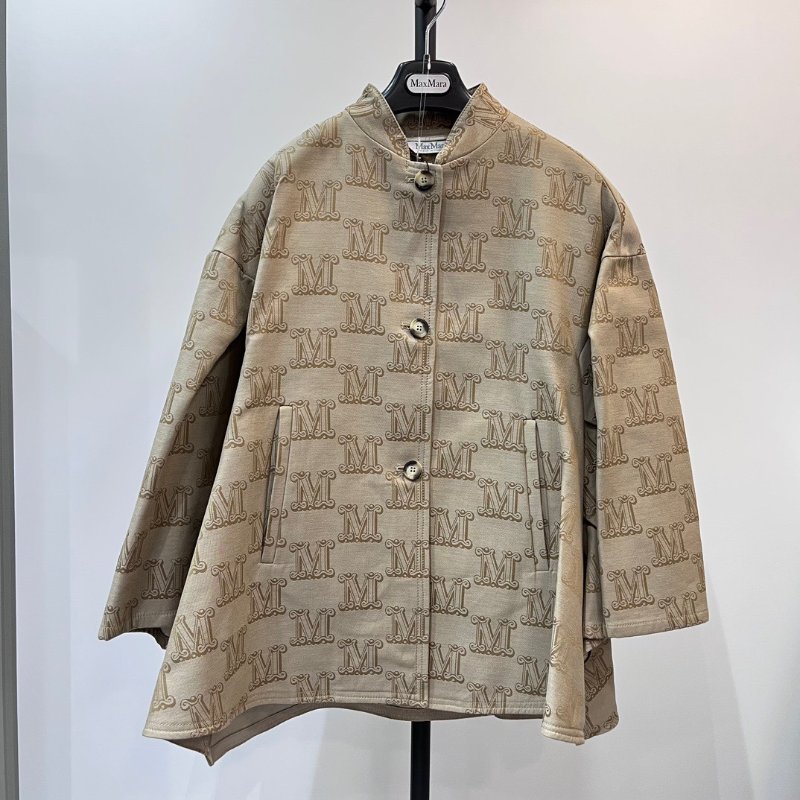 Max Mara 女款 Egemone 棉質M 字母緹花斗篷外套 S.M ( 品牌只出兩個尺寸,這個尺寸適合台灣S-L)-4