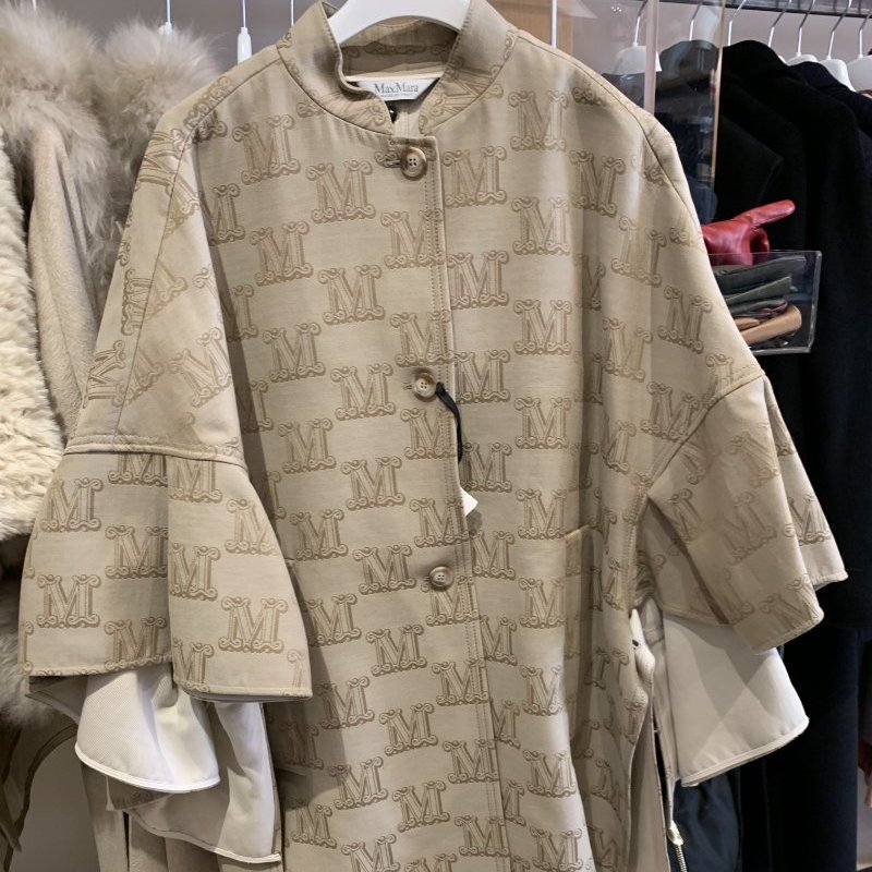 Max Mara 女款 Egemone 棉質M 字母緹花斗篷外套 S.M ( 品牌只出兩個尺寸,這個尺寸適合台灣S-L)-8