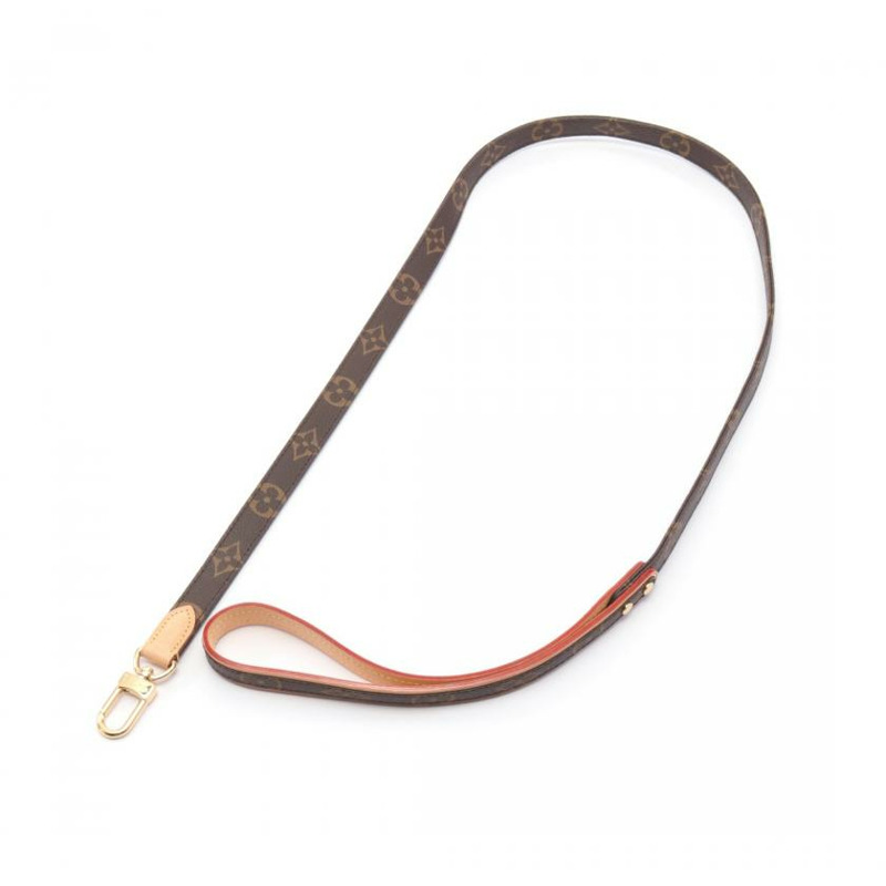 【日本直送】 LOUIS VUITTON LOUIS VUITTON 寵物牽引繩 老花 小物 PVC 真皮 深棕色 棕色-0