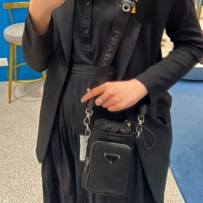 Prada 2ZH155 再生尼龍手機套/手機包 黑色-5