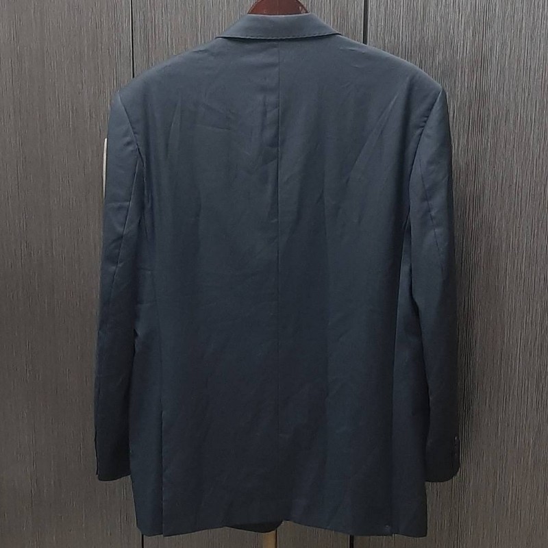 義大利品牌全新正品ERMENEGILDO ZEGNA傑尼亞 男藏青色80%混羊毛單排釦側雙開衩西裝外套52號-1