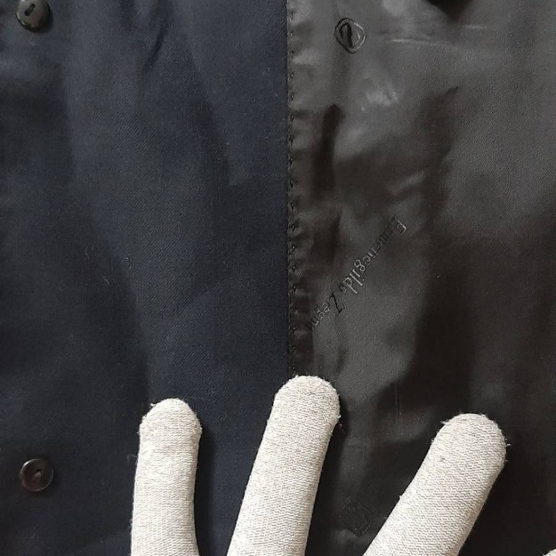 義大利品牌全新正品ERMENEGILDO ZEGNA傑尼亞 男藏青色80%混羊毛單排釦側雙開衩西裝外套52號-3