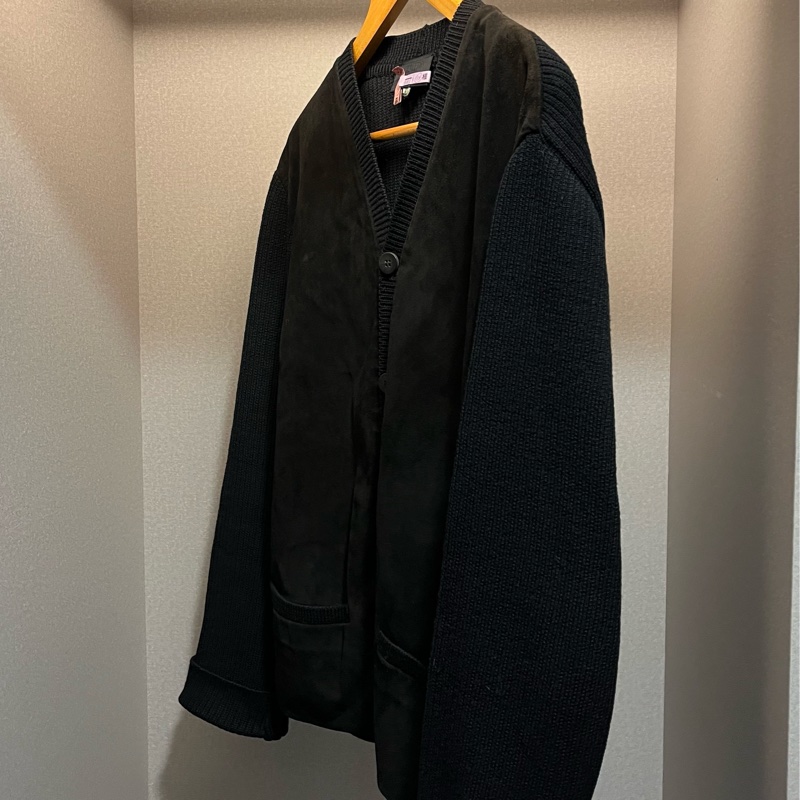 PRADA黑色麂皮羊毛開襟外套-2