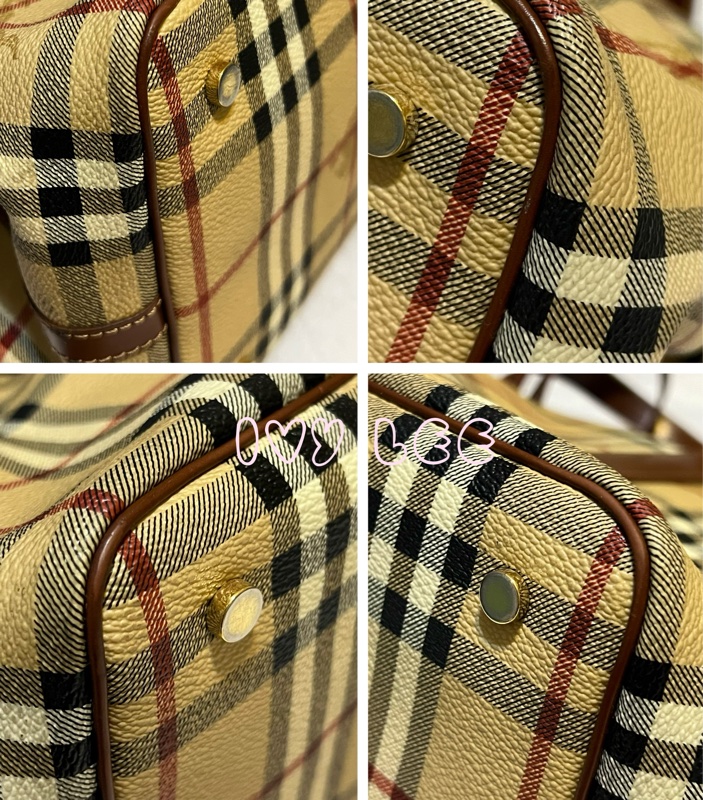 Burberry Haymarket 經典格紋馬圖 托特包 咖啡邊 大容量手提包 二手精品-10