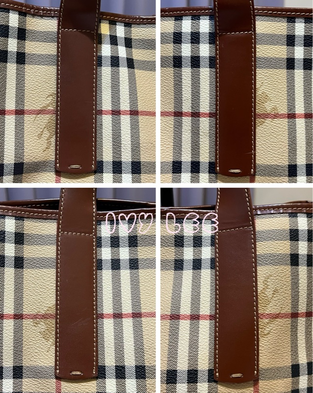 Burberry Haymarket 經典格紋馬圖 托特包 咖啡邊 大容量手提包 二手精品-12