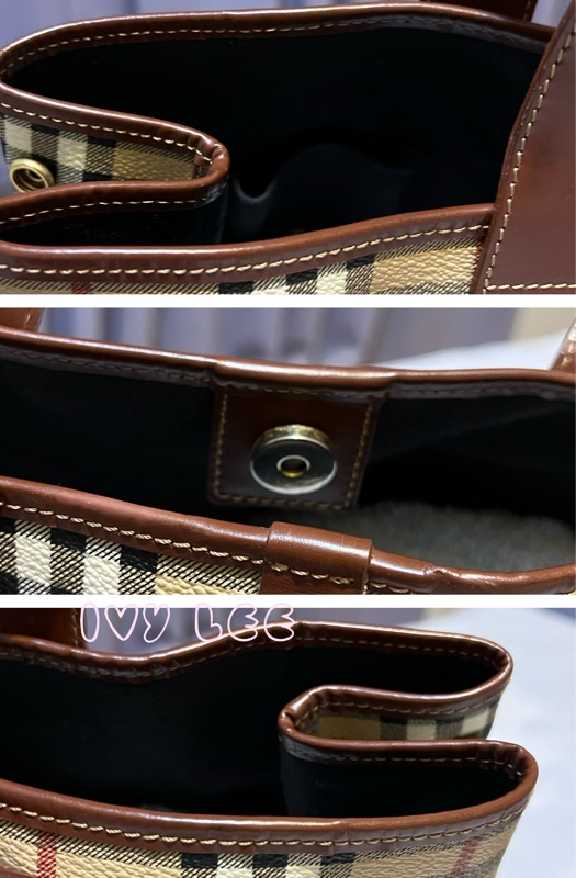 Burberry Haymarket 經典格紋馬圖 托特包 咖啡邊 大容量手提包 二手精品-15