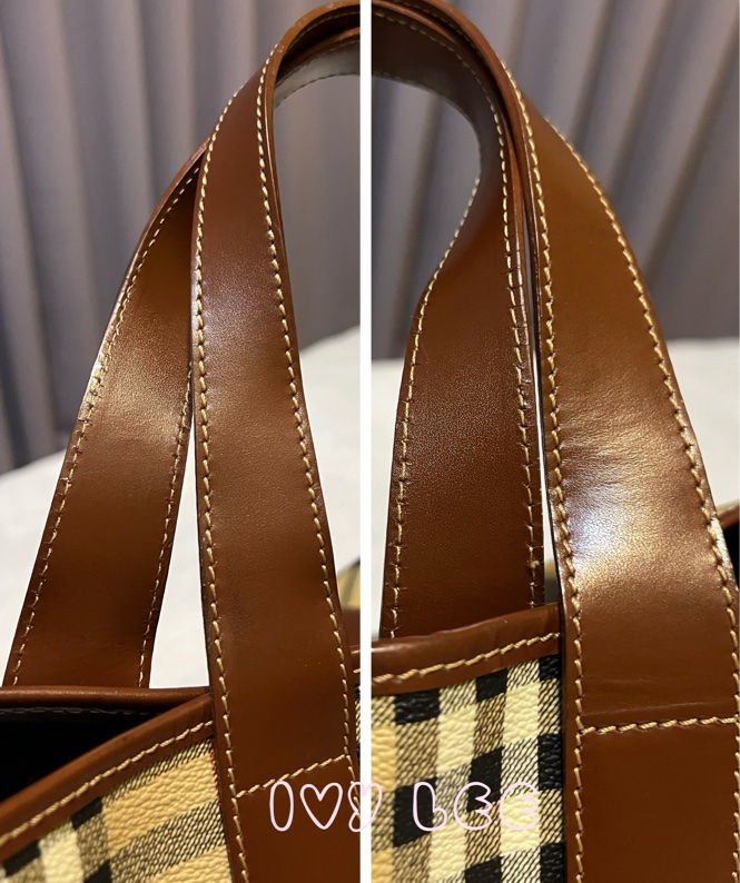 Burberry Haymarket 經典格紋馬圖 托特包 咖啡邊 大容量手提包 二手精品-16