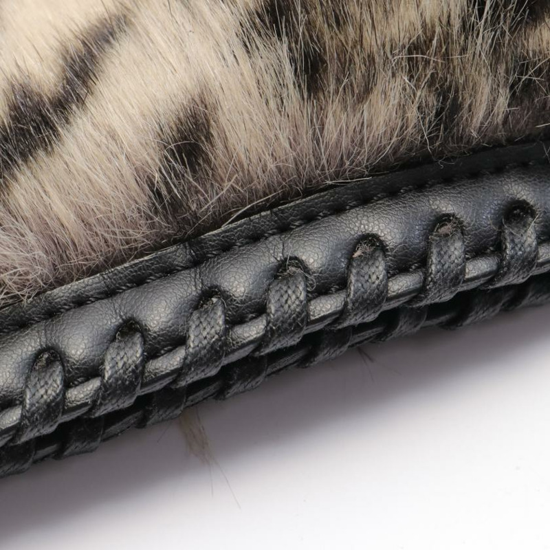 【日本直送】 Stella McCartney Stella McCartney Falabella 鏈條手提包托特包 豹紋 人造毛絨 人造皮 人造絨面革 黑色 米色 正反兩用-5