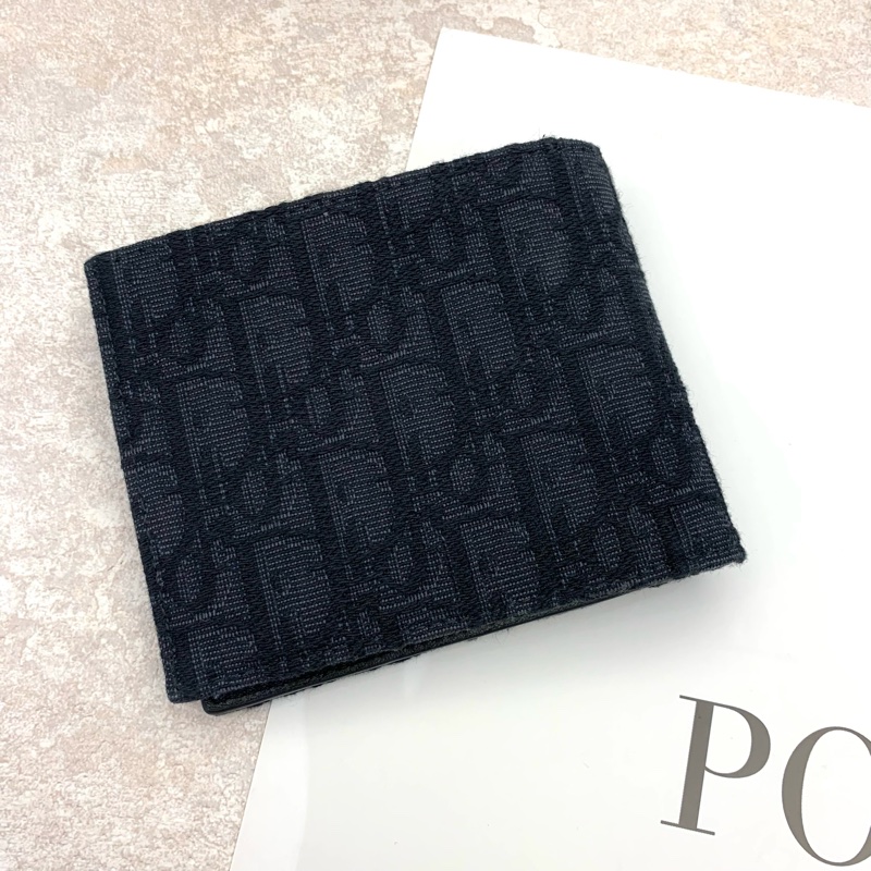 Dior 黑緹花對開男短夾-1