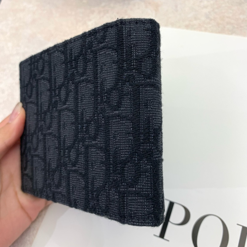 Dior 黑緹花對開男短夾-2