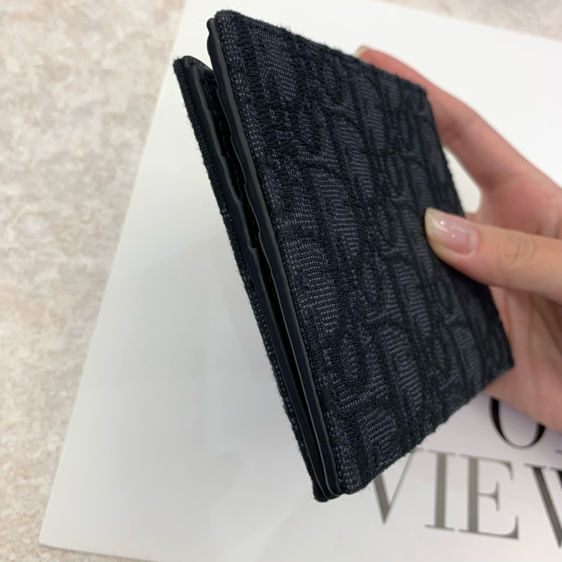 Dior 黑緹花對開男短夾-3