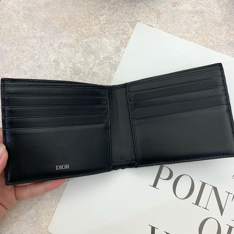 Dior 黑緹花對開男短夾-4