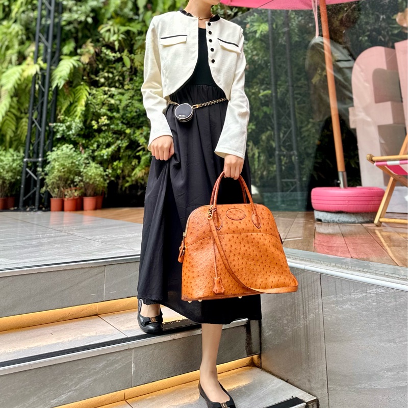 🔥下殺不用十萬🔥 Hermes 金棕鴕鳥皮bolide 35 稀有皮革 Cognac 愛馬仕 💓-4