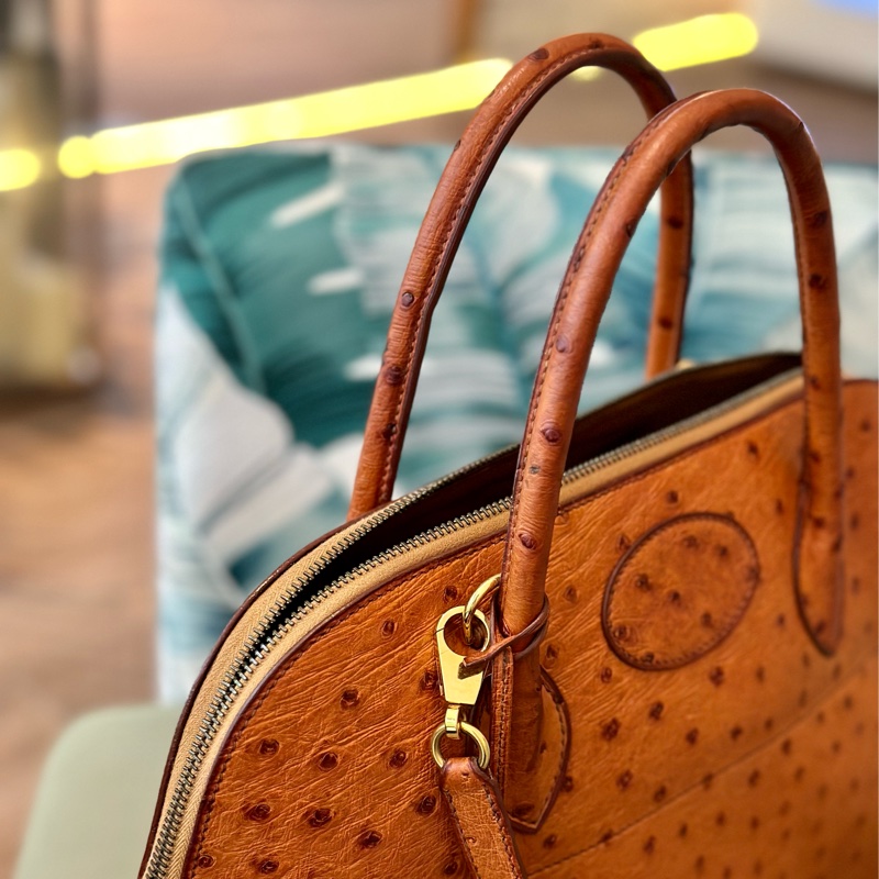 🔥下殺不用十萬🔥 Hermes 金棕鴕鳥皮bolide 35 稀有皮革 Cognac 愛馬仕 💓-24