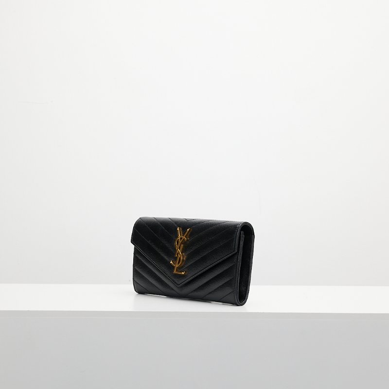 Ysl 信封長夾／黑金-1