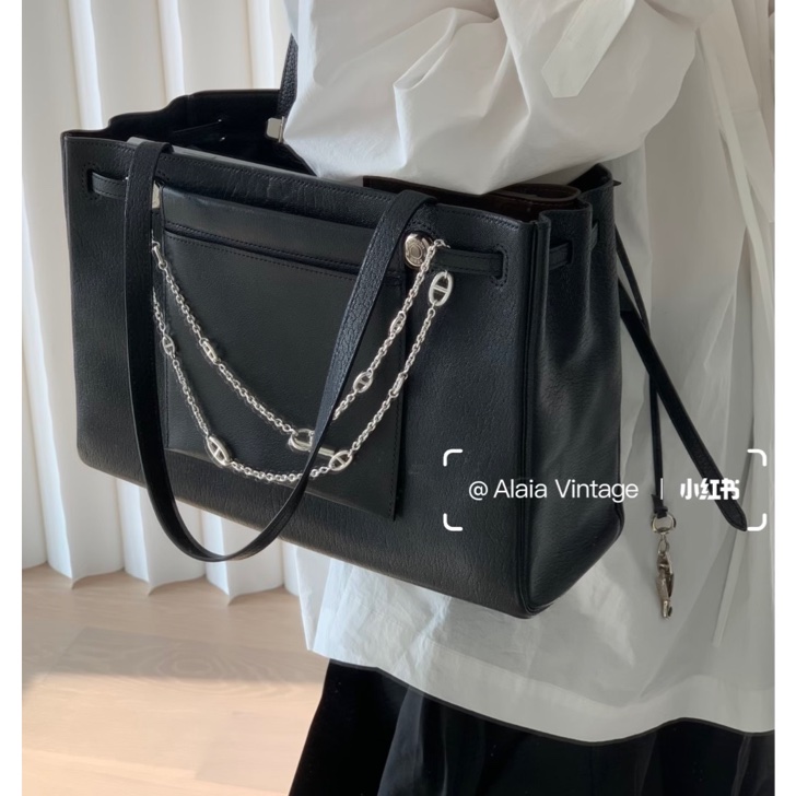 HERMES 愛馬仕Cabana 類花園包 herbag 黑銀托特包-9